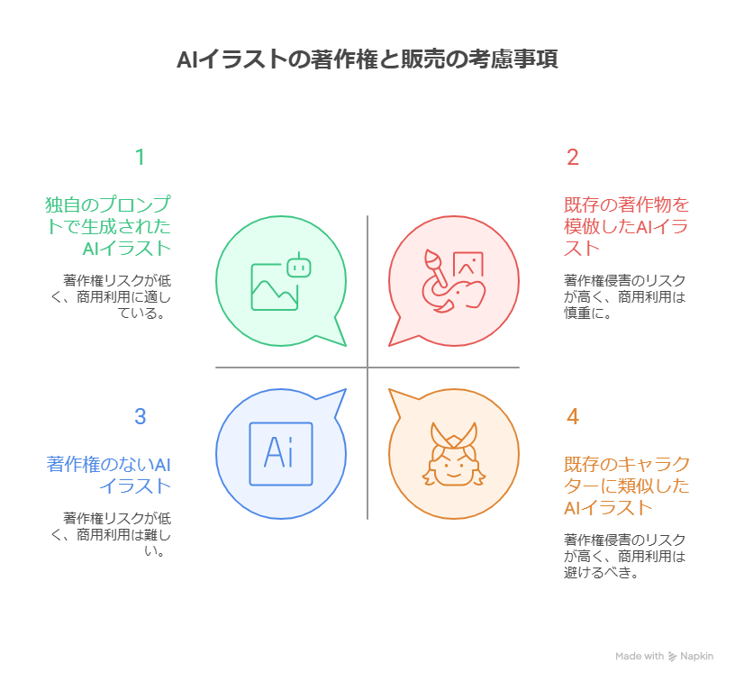 【2025年最新版】AIイラスト販売は違法？著作権と合法な販売方法を解説