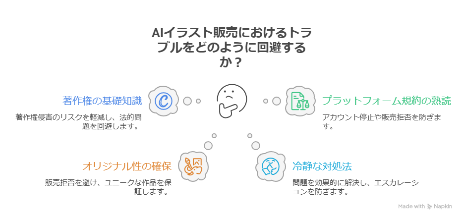 AIイラスト販売でよくあるトラブル事例と回避方法