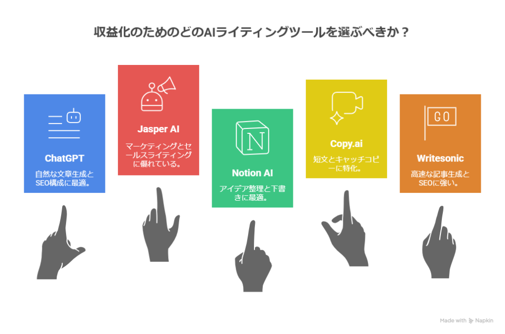 AIライティングツール徹底比較｜収益化に最適なのはどれか？