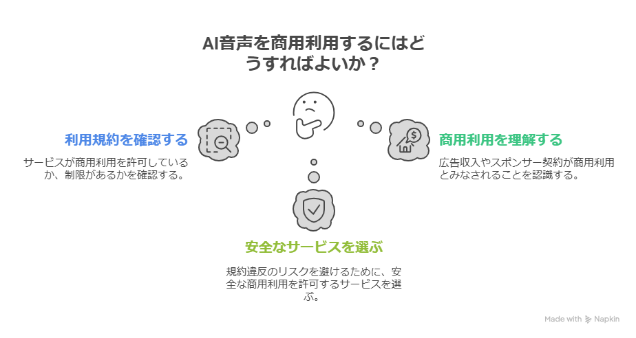 AI音声は無料で商用利用できる？安全なサービスと注意点を解説
