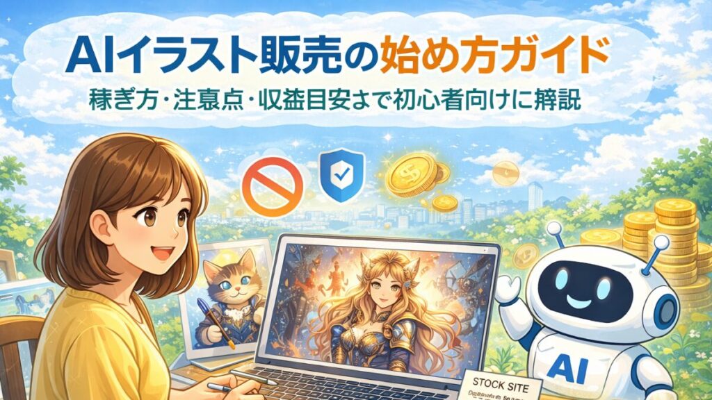 AIイラスト販売の始め方ガイド｜稼ぎ方・注意点・収益目安まで初心者向けに解説