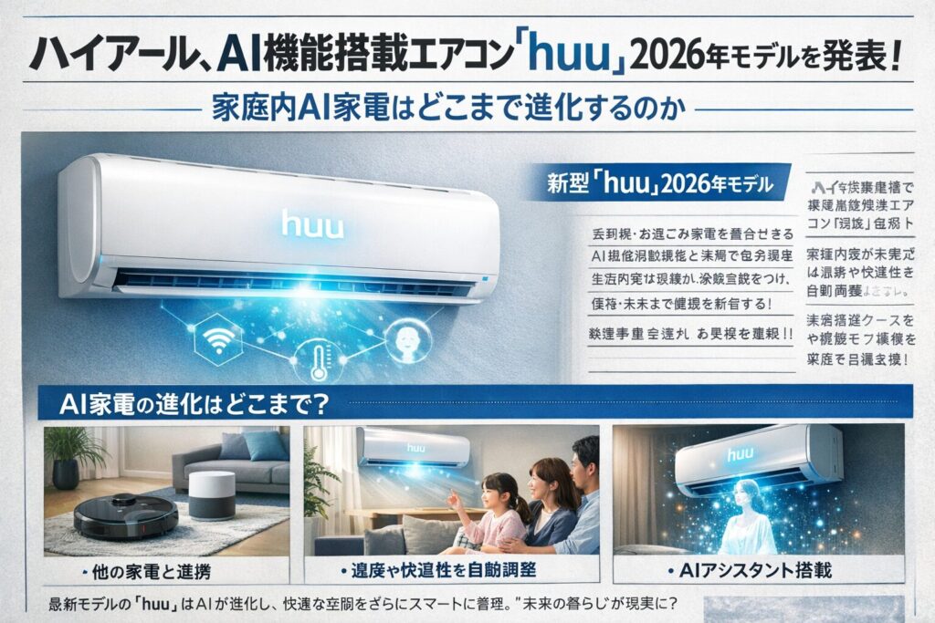 ハイアール、AI機能搭載エアコン「huu」2026年モデルを発表！家庭内AI家電はどこまで進化するのか