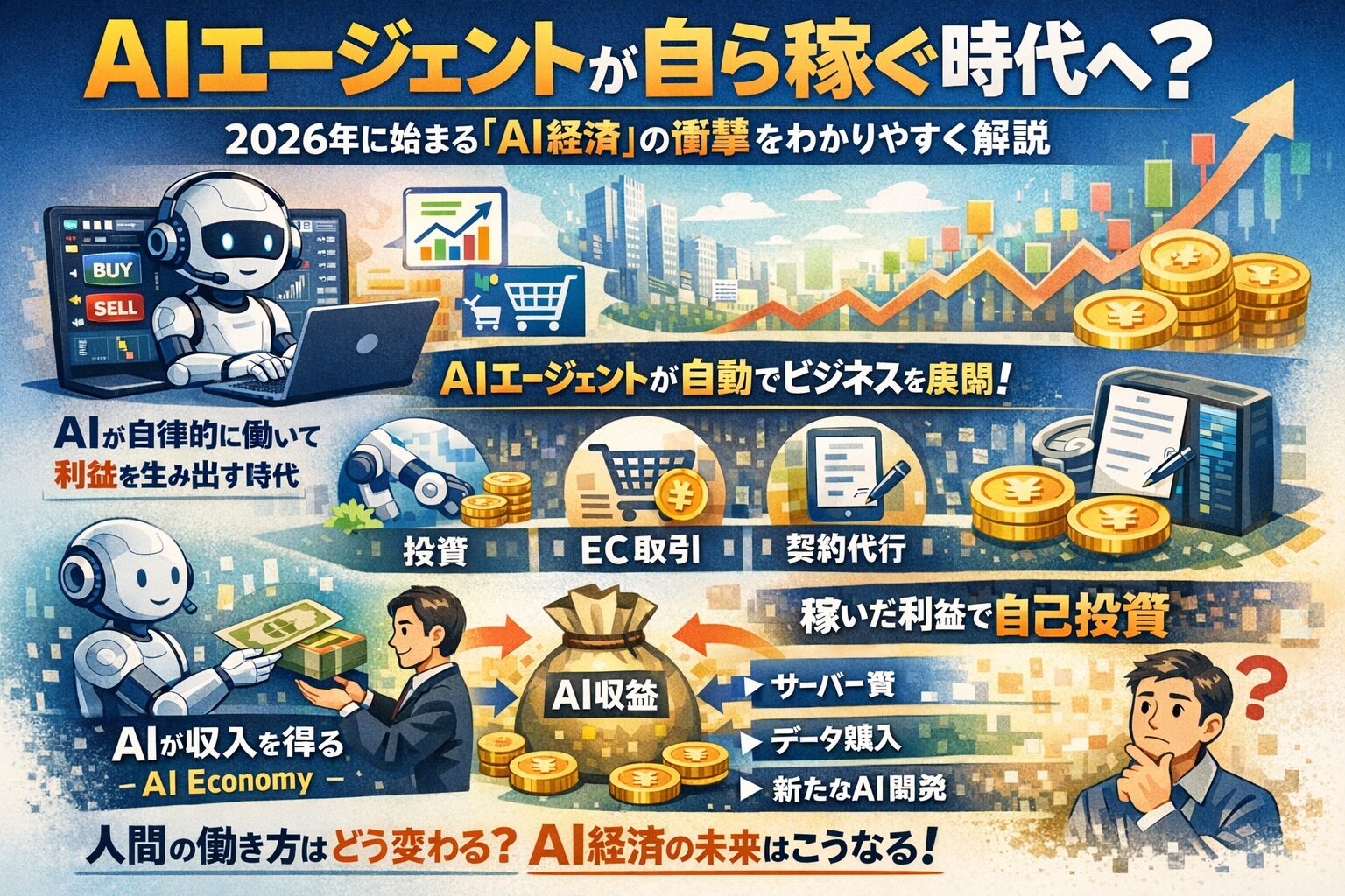AIエージェントが自ら稼ぐ時代へ？2026年に始まる「AI経済」の衝撃をわかりやすく解説