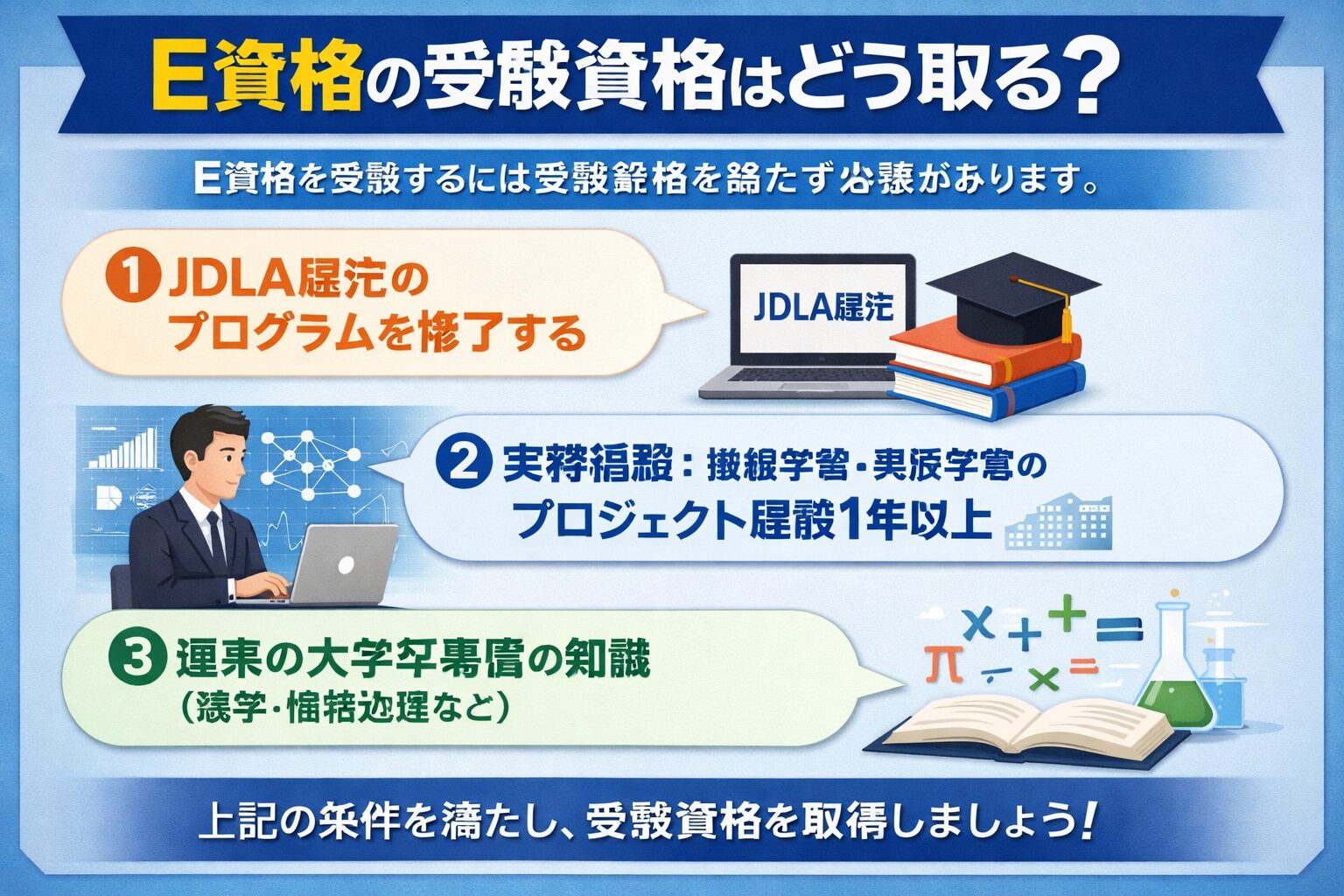 E資格の受験資格はどう取る？認定プログラムが必須な理由と最短ルート