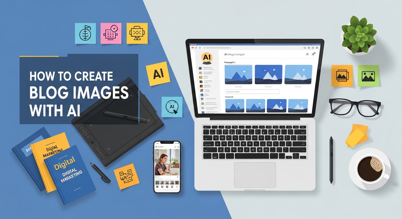 ブログ画像の作り方｜AIで簡単に作る方法を解説記事のアイキャッチ画像を描いてすべての日本語文字は正しく表示されるようにUTF-8エンコーディングを使用すること”