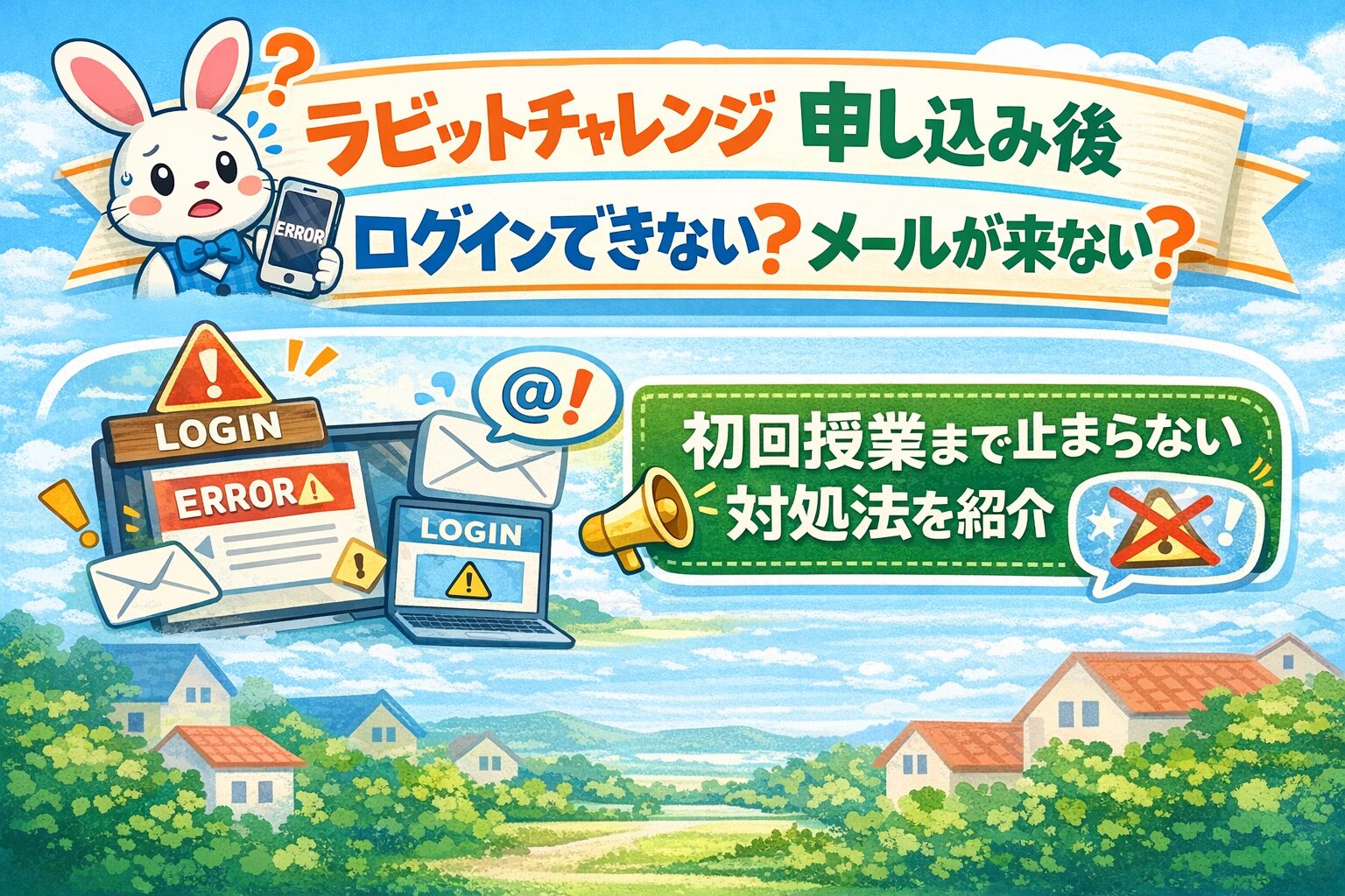 ラビットチャレンジ 申し込み後 ログインできない？メールが来ない？初回授業まで止まらない対処法を紹介
