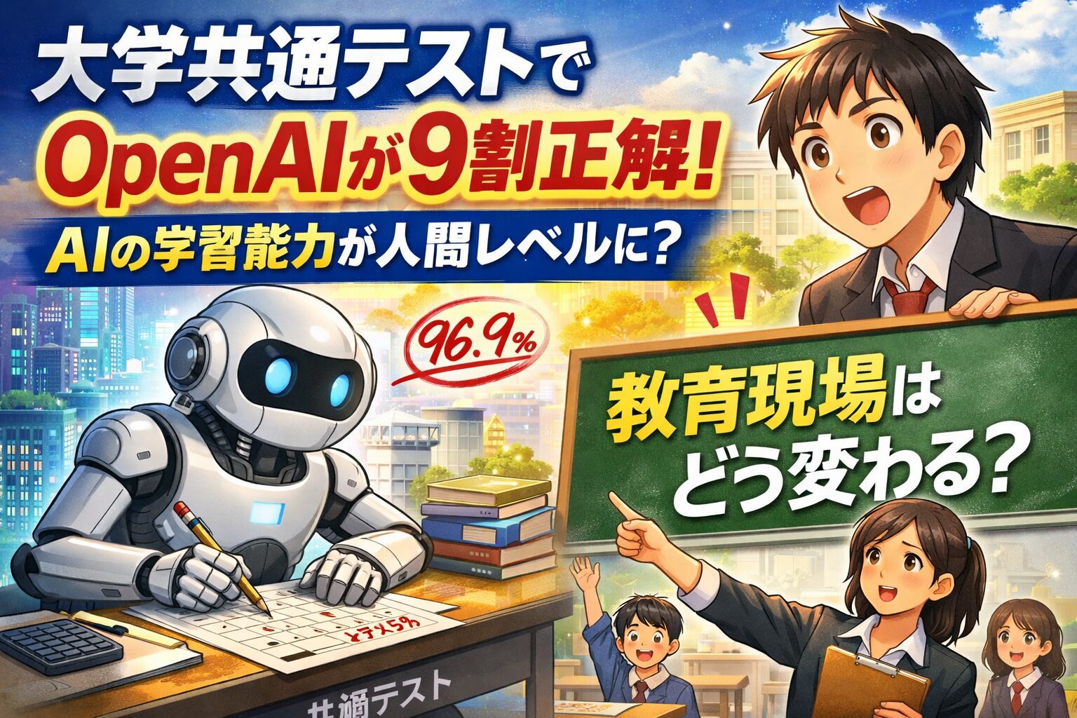 大学共通テストでOpenAIが9割正解！AIの学習能力が人間レベルに？教育現場はどう変わる？