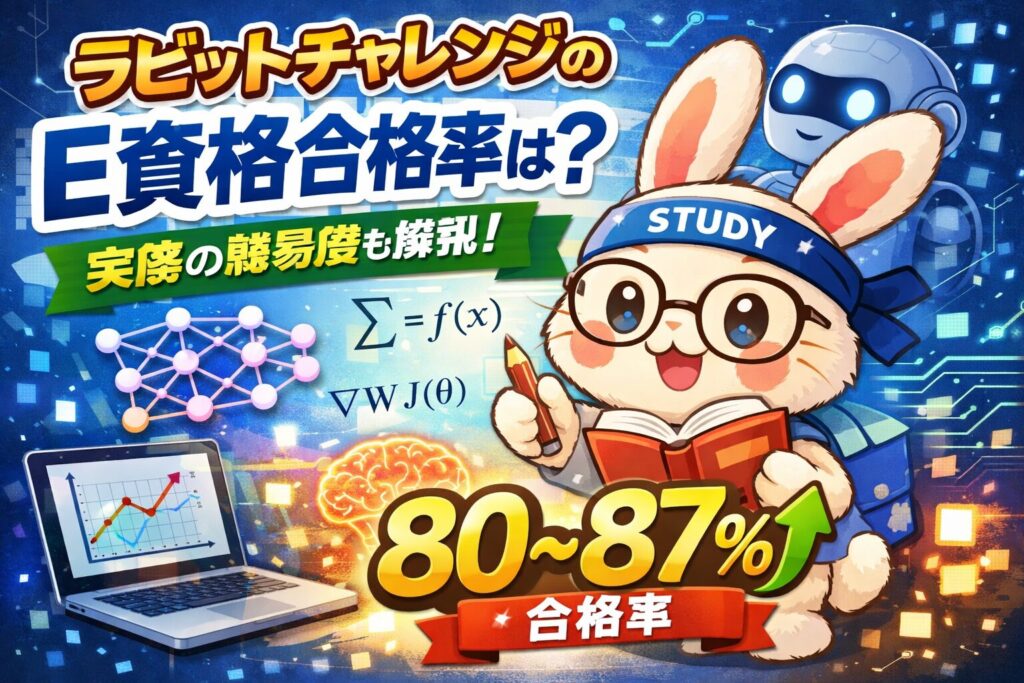 ラビットチャレンジのE資格合格率は？実際の難易度も解説