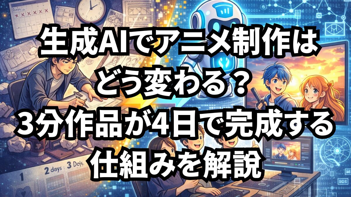 生成AIでアニメ制作はどう変わる？3分作品が4日で完成する仕組みを解説